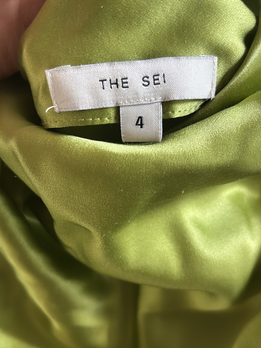 The Sei One Shoulder Silk Blouse in Lime Green Size 4 - Picture 4 of 5
